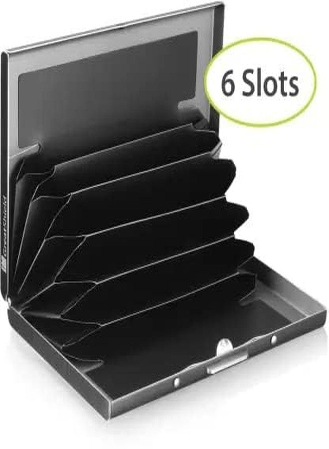 encELade Black Metal Water-Resistant Stainless Steel Debit/Credit Business ATM 6 (Unisex) Card Holder (Set of 1, Black) - Image 2